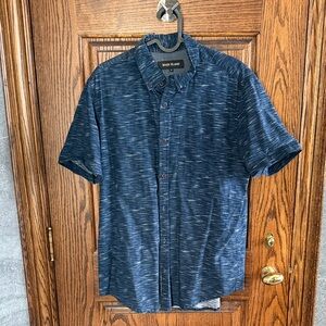 River Island Short-Sleeve Button-Down Shirt in Navy Heather